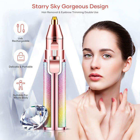Facial Beauty - 2 In 1 Rechargeable Electric Eyebrow Trimmer + Body Facial